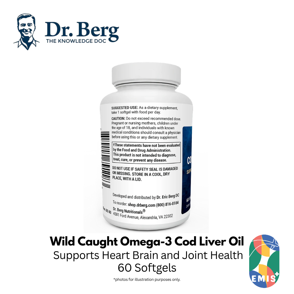 Dr Berg Wild Caught Omega 3 Cod Liver Oil for Heart and Brain Support