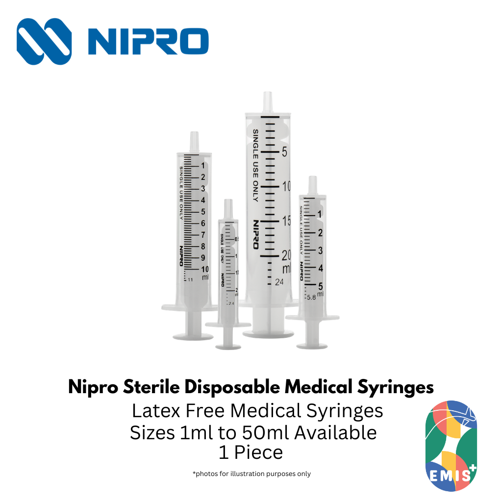 Nipro Disposable Syringe – Luer Slip / Luer Lock, Sterile (1ml – 50ml) – Nipro medical device available at EMIS+ Singapore