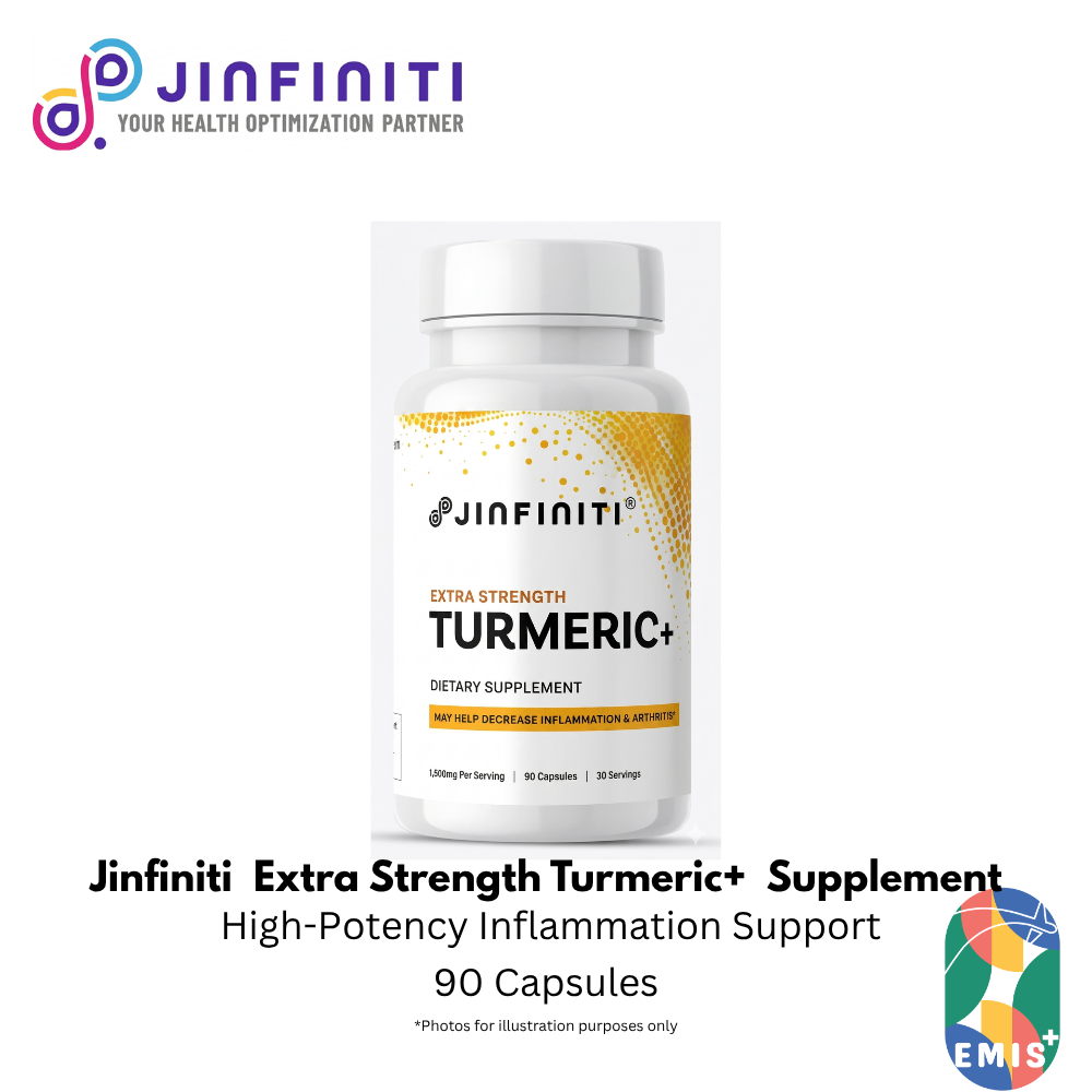 Extra Strength Turmeric+ Supplement - High Potency Formula for Joint Support and Inflammation Relief by Jinfiniti