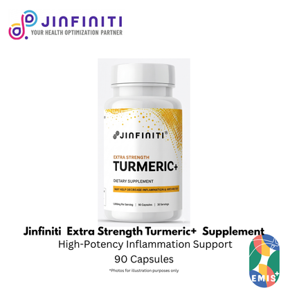 Extra Strength Turmeric+ Supplement - High Potency Formula for Joint Support and Inflammation Relief by Jinfiniti