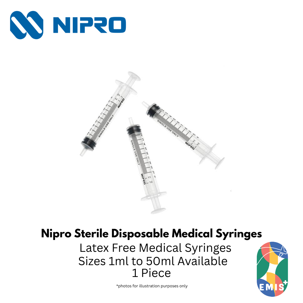 Nipro Disposable Syringe – Luer Slip / Luer Lock, Sterile (1ml – 50ml) – Nipro medical device available at EMIS+ Singapore