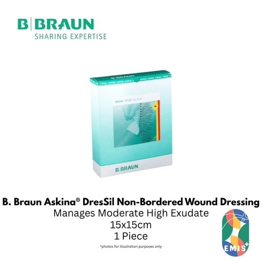 Bbraun Askina DresSil 15x15cm – Soft Silicone Foam Dressing for Moderate to High Exuding Wounds (Box of 10)