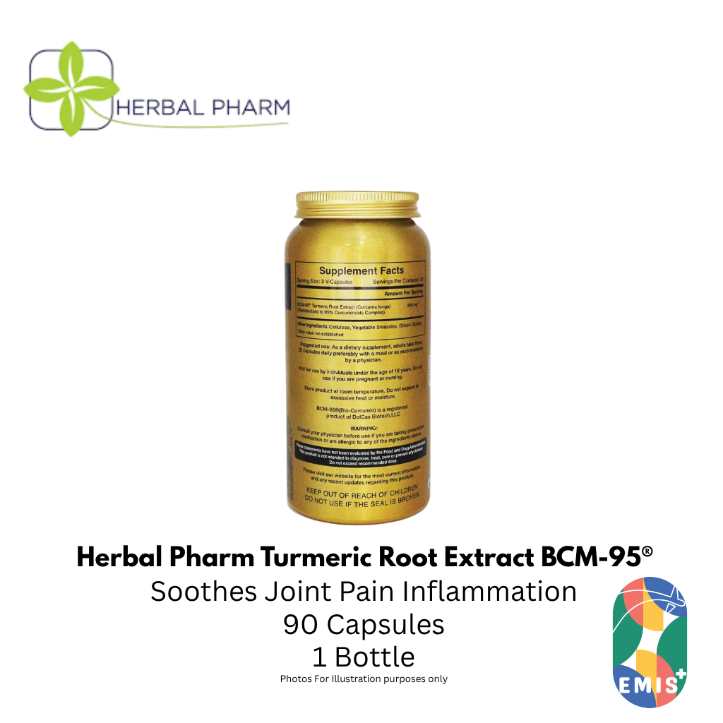 Herbal Pharm BCM-95® Turmeric Root Extract - 90 V-Capsules for Joint & Immune Support product image 2 – EMIS+ Singapore