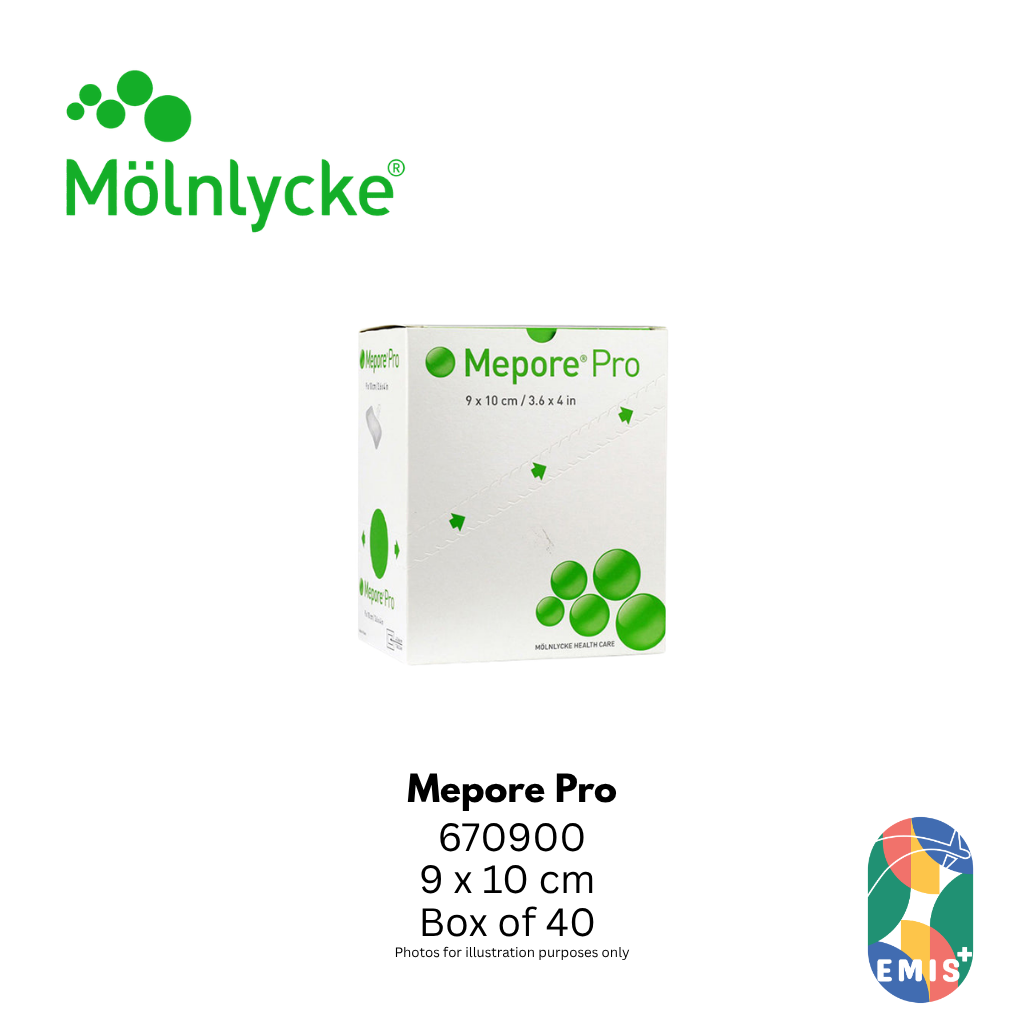 Molnlycke Mepore Pro 9 x 10 cm Pack of 40 Waterproof Breathable Absorbent Wound Dressings