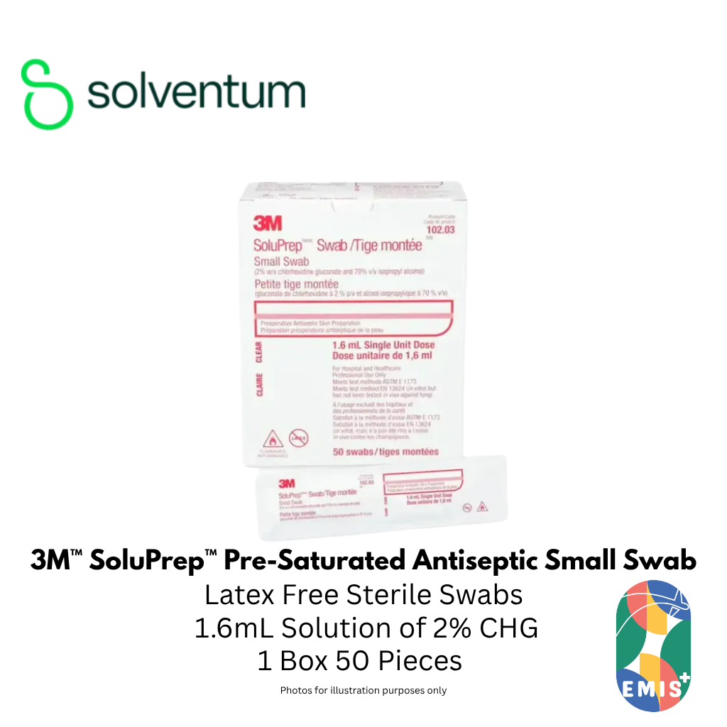 3M SoluPrep Small Swab 2% CHG / 70% IPA 1.6ml – Box of 50