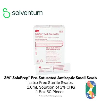 3M SoluPrep Small Swab 2% CHG / 70% IPA 1.6ml – Box of 50