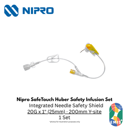 Nipro SafeTouch Huber (Non-Coring) Port Needle Infusion Set – 20G / 22G – Nipro medical device available at EMIS+ Singapore