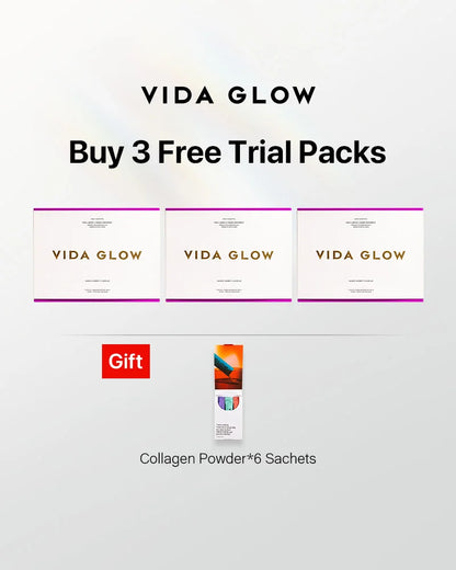 Vida Glow Collagen Liquid Advance 15 sachets*3 packs Free Marine Collagen*6 sachets