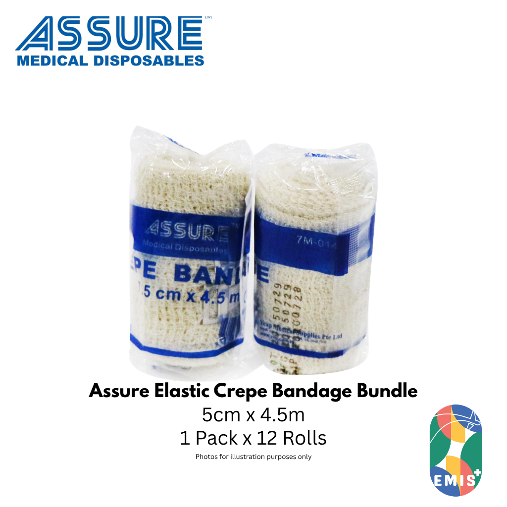 Bundle of 12 Assure Crepe Bandage 5cm x 4.5m