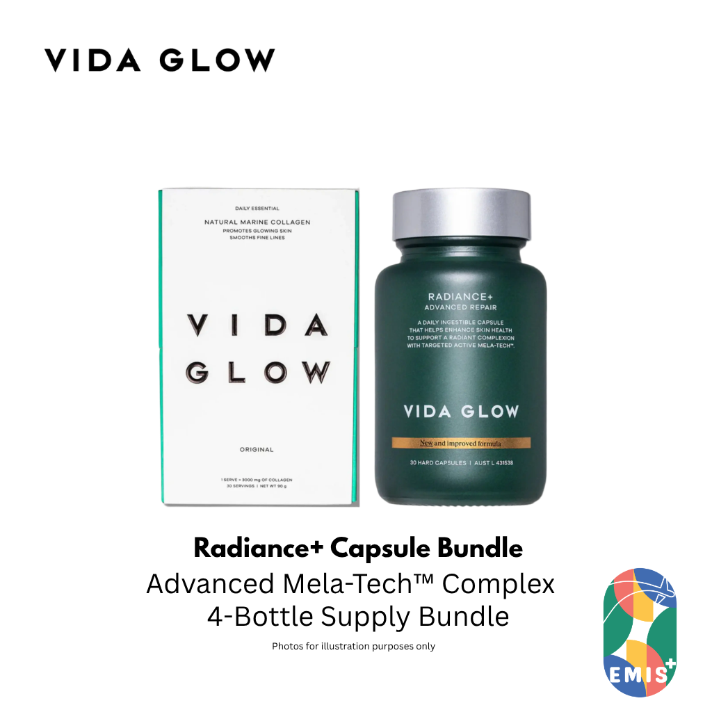 Vida Glow Radiance Plus 30 Capsules Four Bottle Bundle with Free SGD9 Voucher Pack