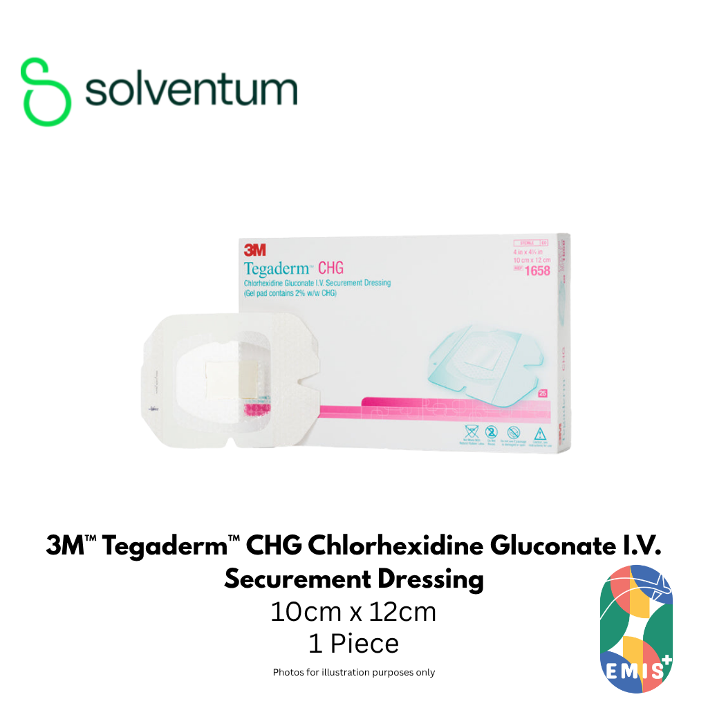3M Tegaderm CHG Chlorhexidine Gluconate I.V. Securement Dressing 1658R 10cm x 12cm