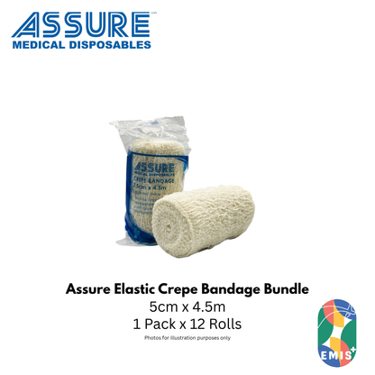 Bundle of 12 Assure Crepe Bandage 5cm x 4.5m