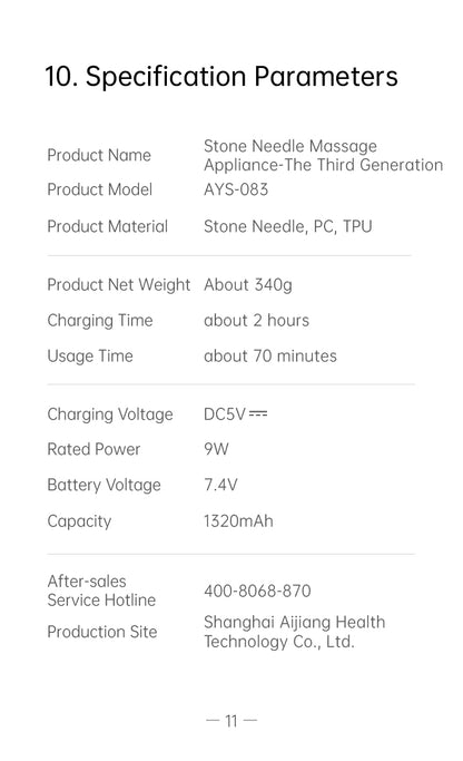 AiYiSheng AYS-083 Stone Needle Massage Appliance 3rd Gen official English manual page 13