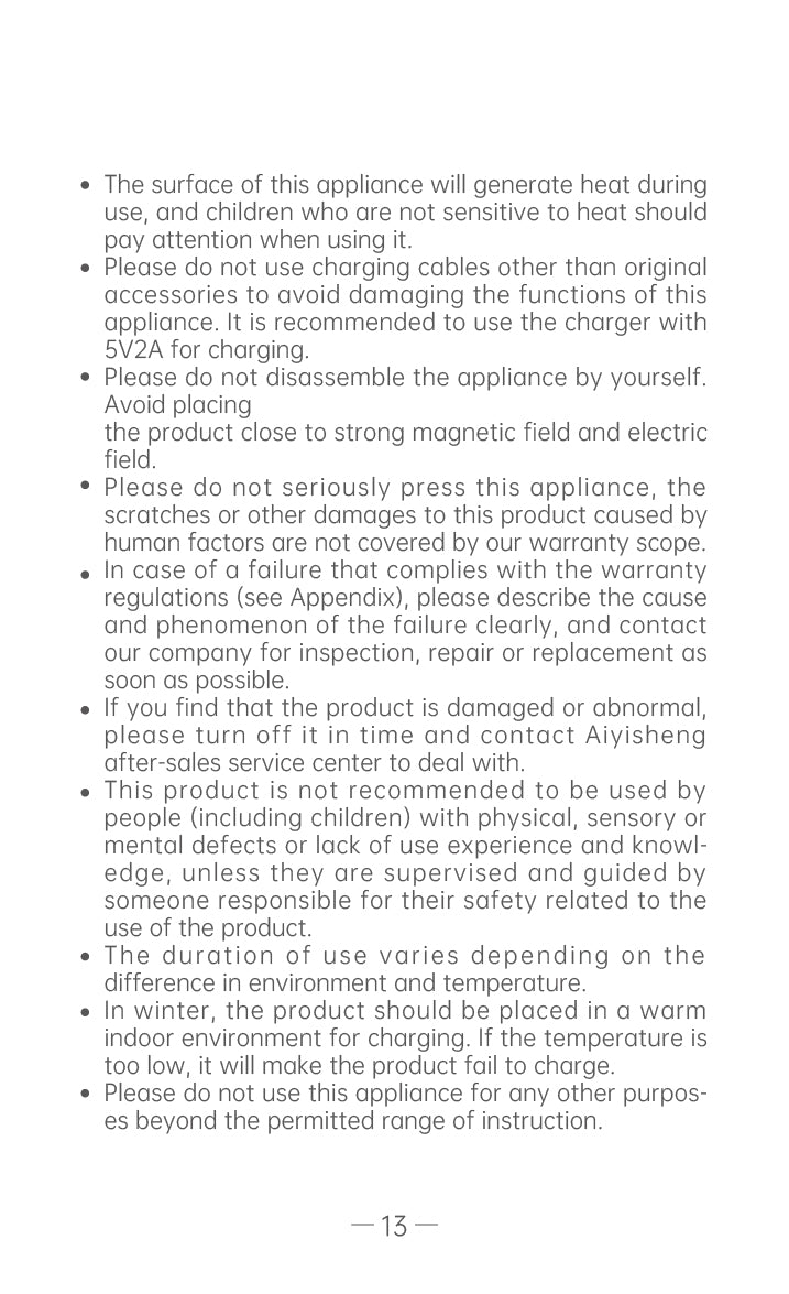 AiYiSheng AYS-083 Stone Needle Massage Appliance 3rd Gen official English manual page 15
