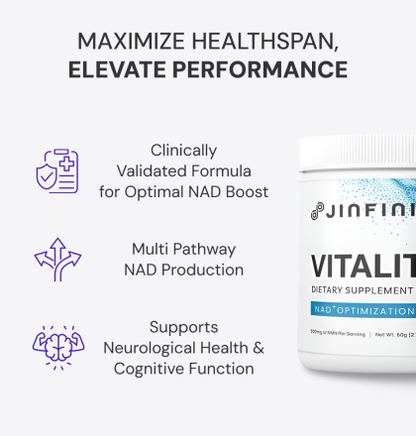 Jinfiniti Vitality NAD+ Booster Powder - 60g Supplement for Cellular Energy and Longevity Support