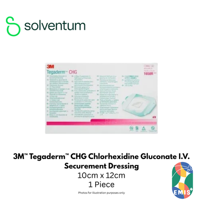 3M Tegaderm CHG Chlorhexidine Gluconate I.V. Securement Dressing 1658R 10cm x 12cm