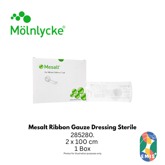 Mesalt Ribbon Gauze Dressing Sterile 2 x 100 cm Sodium Chloride Impregnated Wound Packing Gauze