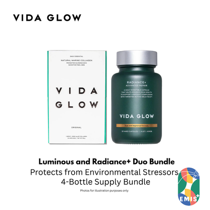 Vida Glow Luminous and Radiance Plus Bundle Two Bottles Each with Free SGD9 Voucher Pack