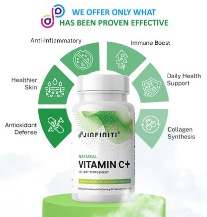 Natural Vitamin C and Zinc Supplement - Immune Support Formula by Jinfiniti