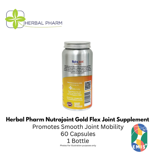 Herbal Pharm Nutrajoint Gold Flex Joint Support Supplement with Glucosamine Chondroitin MSM and Turmeric 60 Capsules