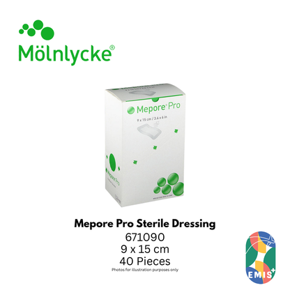 Mepore Pro Sterile Dressing 9 x 15 cm Box of 40 Absorbent Waterproof Adhesive Dressing