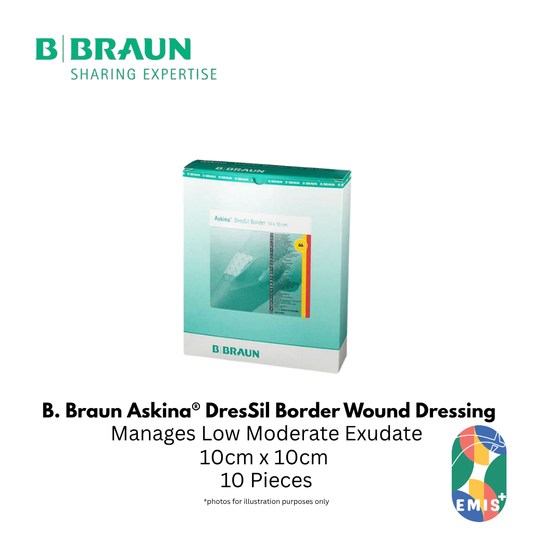 Bbraun Askina DresSil Border 10 x 10cm Silicone Foam Dressing for Exuding Wounds Box of 10