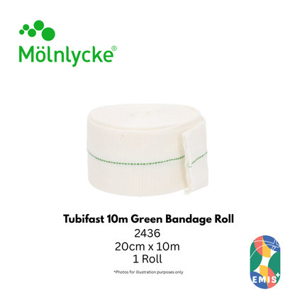 Molnlycke Tubifast 2436 10m Roll Green 1s