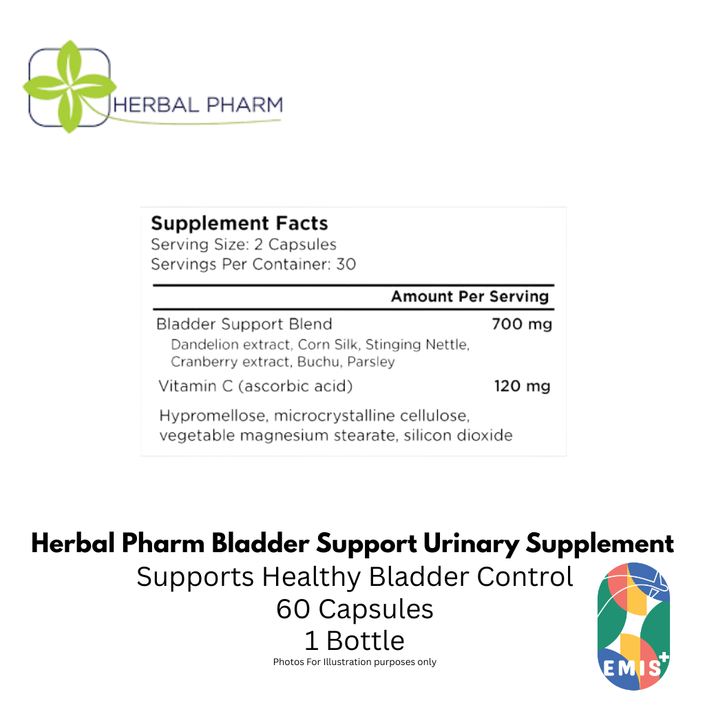Herbal Pharm Bladder Support 60 V Capsules Urinary Tract and Bladder Health Supplement