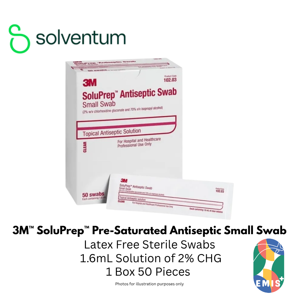 3M SoluPrep Small Swab 2% CHG / 70% IPA 1.6ml – Box of 50