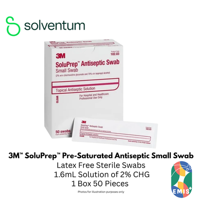 3M SoluPrep Small Swab 2% CHG / 70% IPA 1.6ml – Box of 50