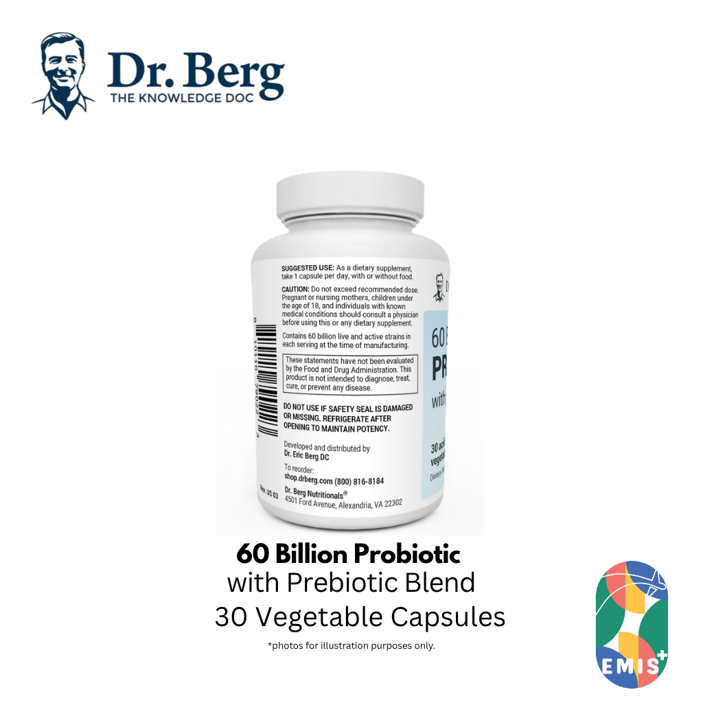 Dr. Berg 益生菌与益生元混合物 - 最大强度 600 亿 CFU - 30 粒胶囊