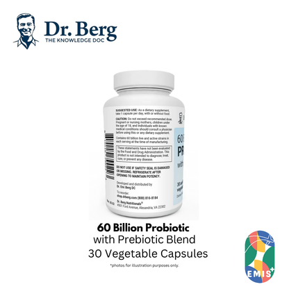Dr. Berg 益生菌与益生元混合物 - 最大强度 600 亿 CFU - 30 粒胶囊