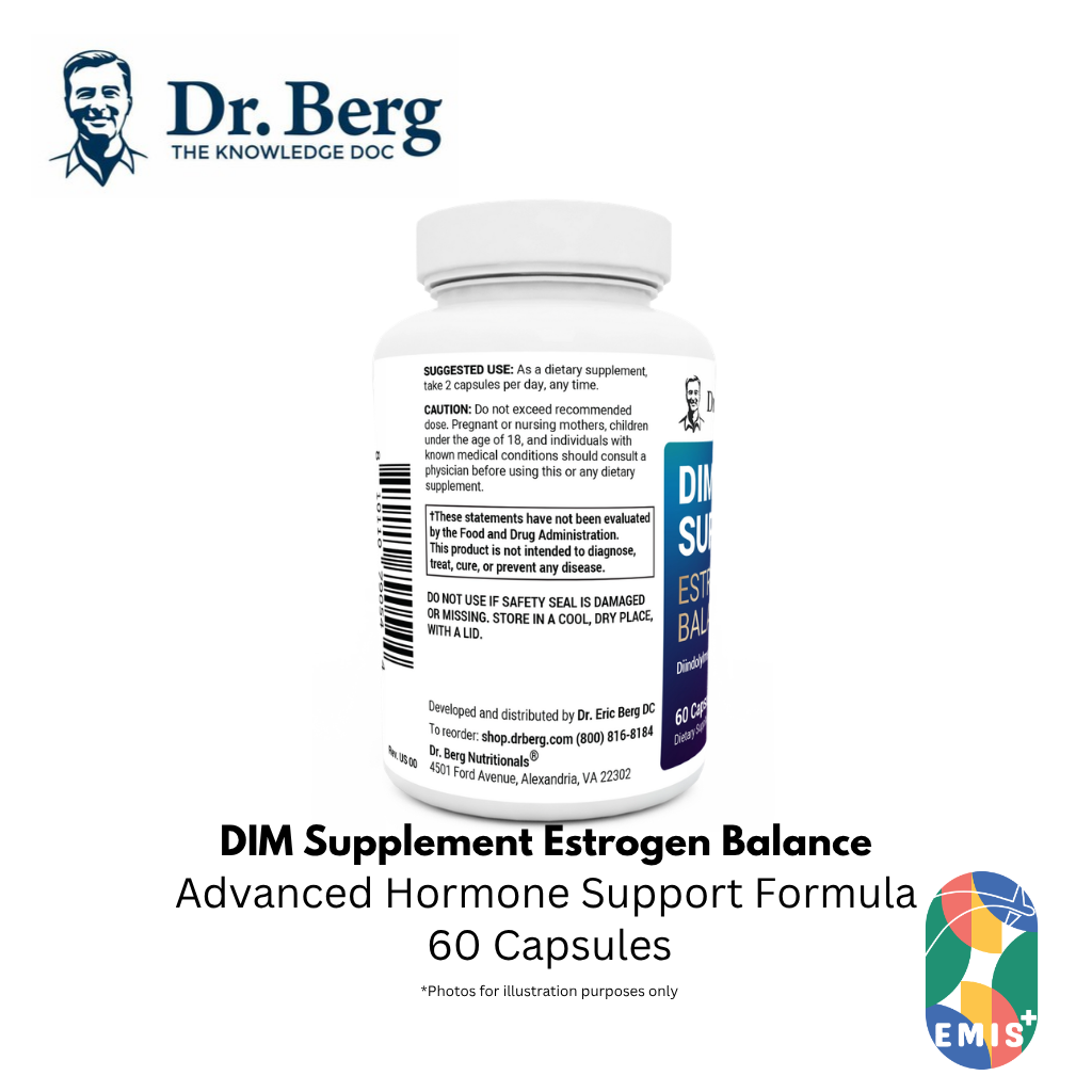 Dr. Berg DIM 补充雌激素平衡与黑升麻和南非醉茄 - 60 粒胶囊
