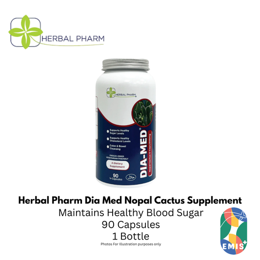 Herbal Pharm Dia Med Nopal Cactus 90 V Capsules Blood Sugar and Cholesterol Support Supplement