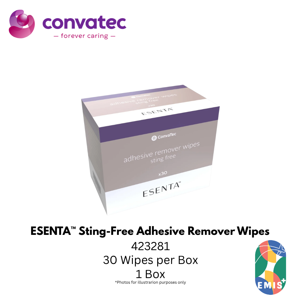 ConvaTec ESENTA 粘性去除湿巾，适用于造口和伤口周围，无刺痛，30 片装