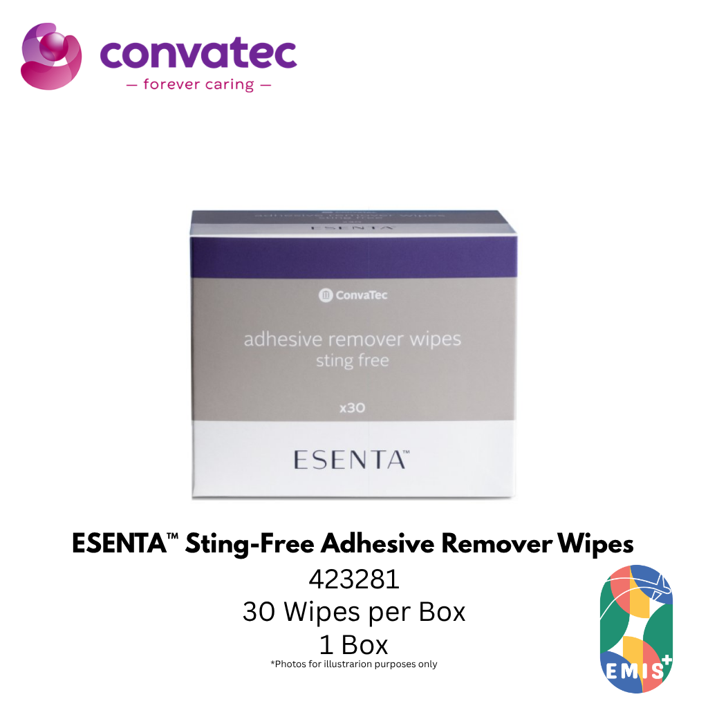 ConvaTec ESENTA 粘性去除湿巾，适用于造口和伤口周围，无刺痛，30 片装