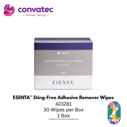 ConvaTec ESENTA 粘性去除湿巾，适用于造口和伤口周围，无刺痛，30 片装