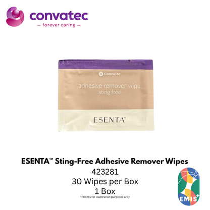 ConvaTec ESENTA 粘性去除湿巾，适用于造口和伤口周围，无刺痛，30 片装
