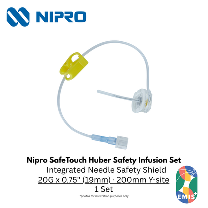 Nipro SafeTouch Huber (Non-Coring) Port Needle Infusion Set – 20G / 22G – Nipro medical device available at EMIS+ Singapore