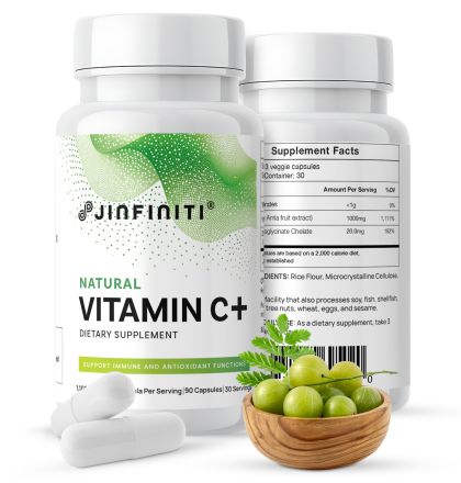 Natural Vitamin C and Zinc Supplement - Immune Support Formula by Jinfiniti