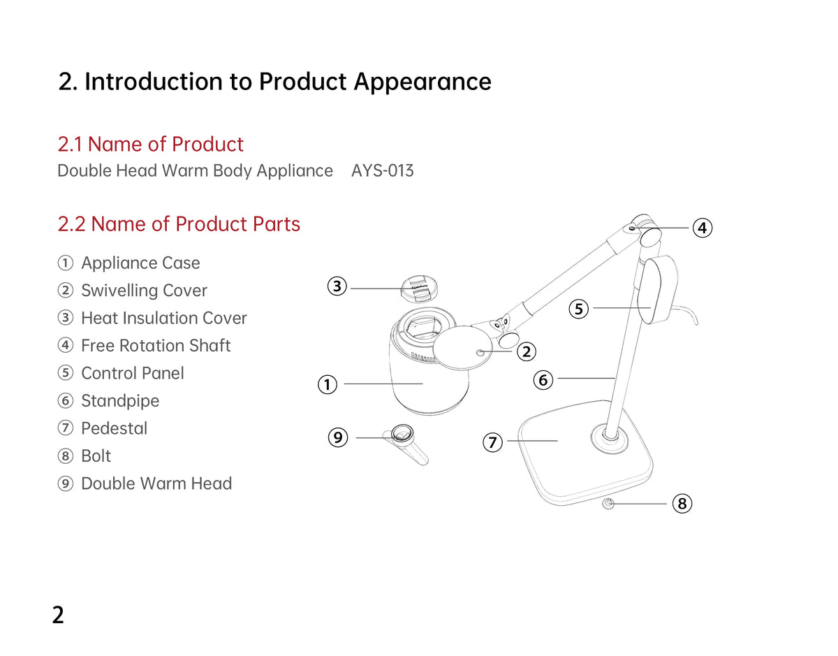 New Generation Double Head Warm Body Appliance official English manual page 5