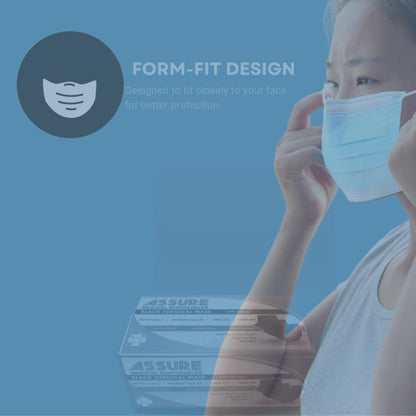 [Bundle of 3] ASSURE Black Surgical Face Mask 3-Ply With Ear- Loop, 50'S/Box