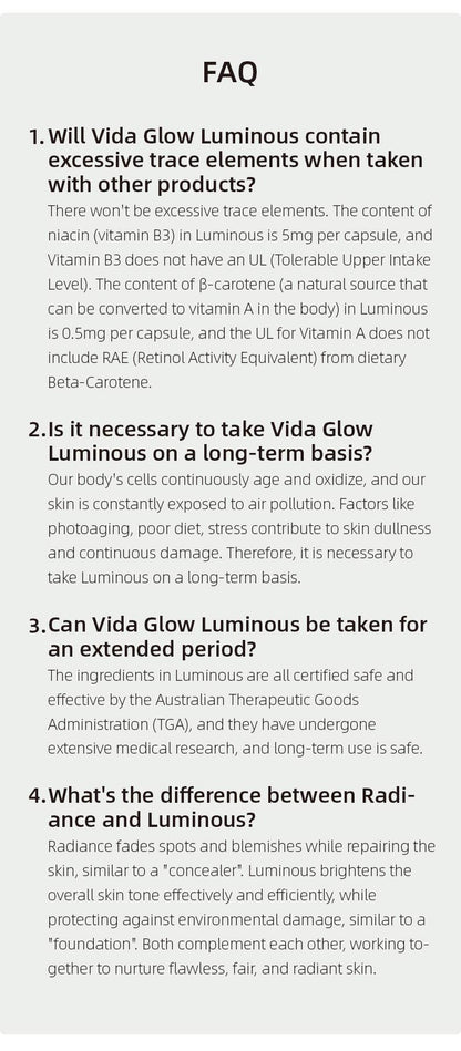 【Member Upgrade】Vida Glow Luminous Capsules 30 capsules*4 bottles Free SGD9 voucher pack