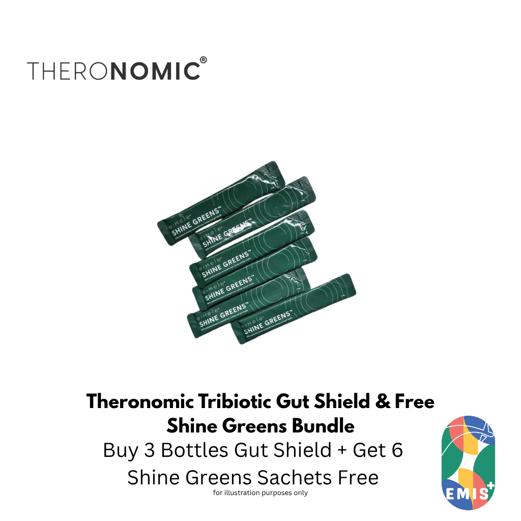Bundle Sales Theronomic Tribiotic Gut Shield 30 Capsules Buy 3 Bottles Get Shine Greens 6 Sachets Free