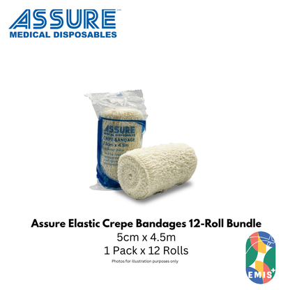 Bundle of 12 Assure Crepe Bandage 5cm x 4.5m
