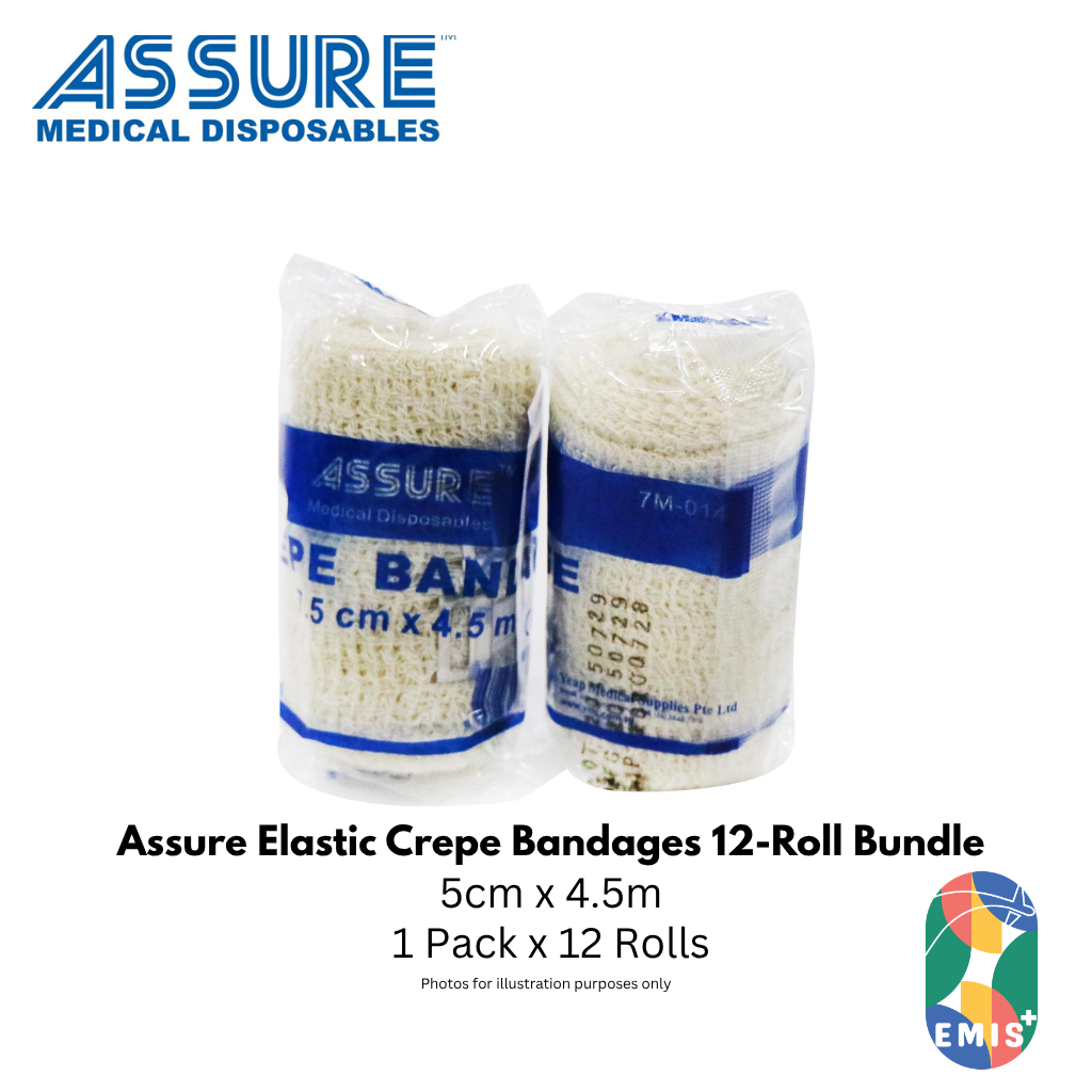 Bundle of 12 Assure Crepe Bandage 5cm x 4.5m