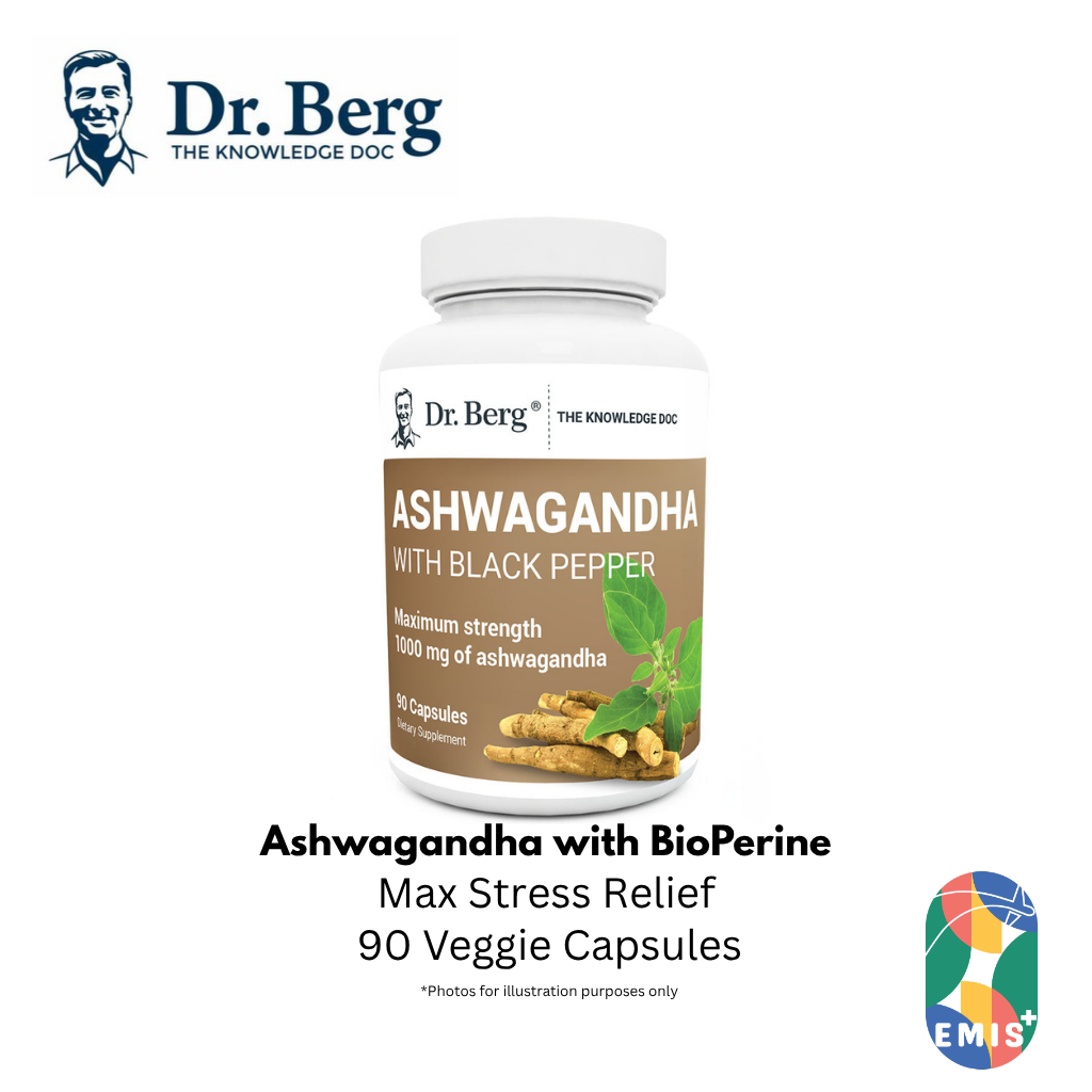 Dr. Berg 南非醉茄与 BioPerine：最大程度缓解压力（90 粒素食胶囊）