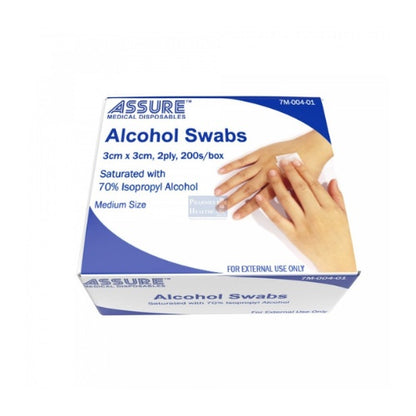 [Bundle of 3] ASSURE Alcohol Swab Sterile 3cm X 3cm 2-Ply 200 Pce/Box