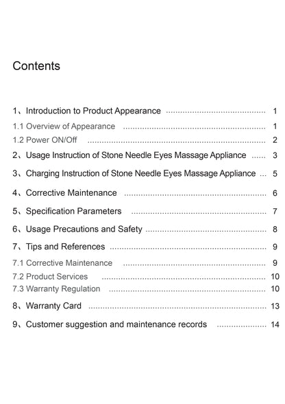 Stone Needle Eyes Massage Appliance AYS-011 official English manual page 3