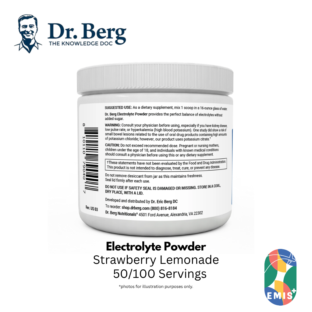 含有 1000 毫克钾和镁的 Dr. Berg 电解质粉 - 终极补水支持